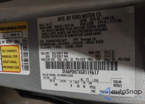 2016 Ford Fusion Se z USA, uszkodzony, nr VIN 3FA6P0H7XGR119617